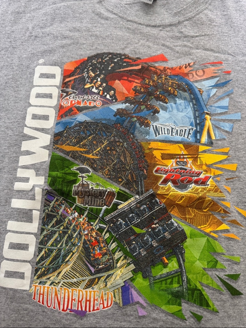 Vintage Dollywood Roller Coaster Graphic Tee - Gray
